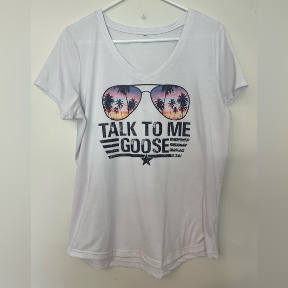 Cricut Tops - Cricut White V-Neck Top Gun Inspired Tee XL